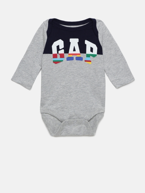 

GAP Baby Boys' Camo Logo Long Sleeve Rompers, Grey