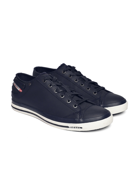 

DIESEL Men Navy Blue SKB Leather Sneakers