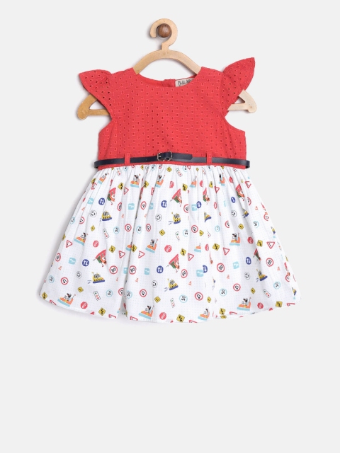 

Bella Moda Girls Red & White Printed Fit and Flare Dress