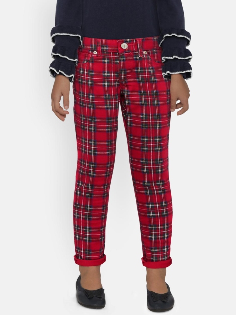 

GAP Girls' Red & Blue Superdenim Plaid Super Skinny Jeans with Fantastiflex