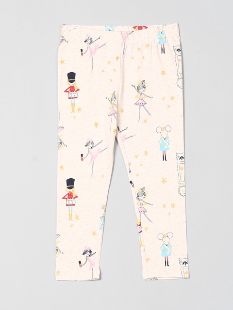 

GAP Girls Beige & Gold-Coloured Printed Ankle Length Leggings