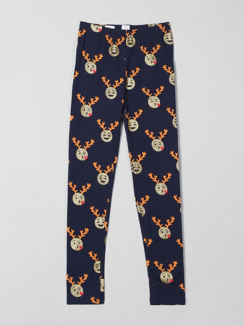 

GAP Girls' Print Leggings in Stretch Jersey, Navy blue