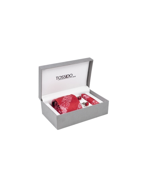 

Tossido Men Red & Silver-Toned Accessory Gift Set