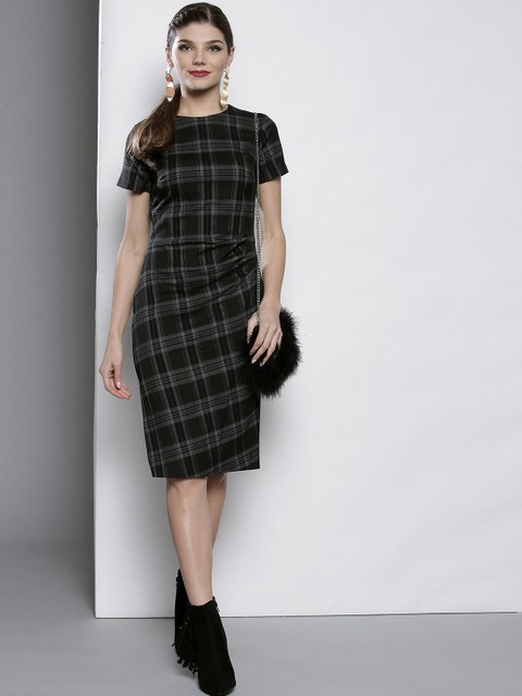 

DOROTHY PERKINS Women Black & Grey Checked Sheath Dress