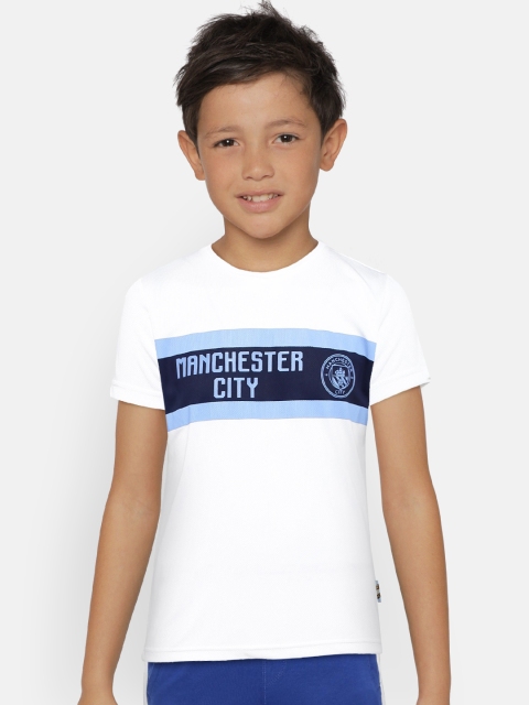 

Manchester City FC Boys White Printed Round Neck T-shirt