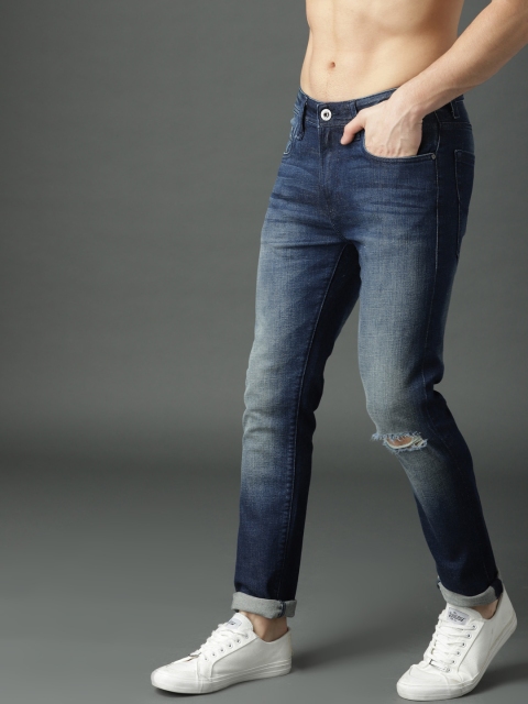 

Roadster Men Blue Skinny Fit Mid-Rise Slash Knee Stretchable Jeans
