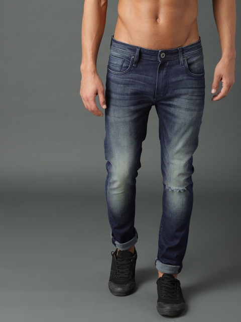 

Roadster Men Blue Skinny Fit Mid-Rise Low Distress Stretchable Jeans