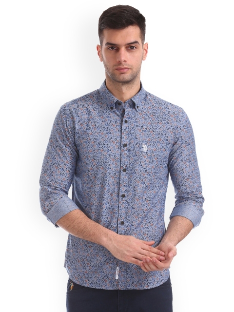 

U.S. Polo Assn. Men Blue Regular Fit Printed Casual Shirt