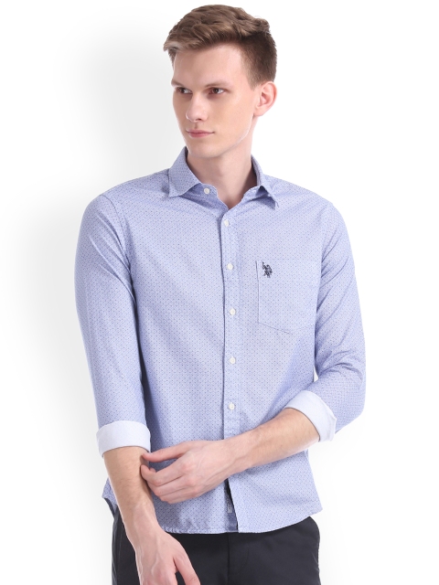 

U.S. Polo Assn. Men Blue Regular Fit Printed Casual Shirt
