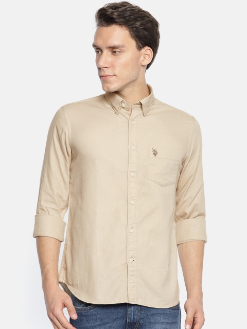 

U.S. Polo Assn. Men Beige Tailored Fit Solid Casual Shirt
