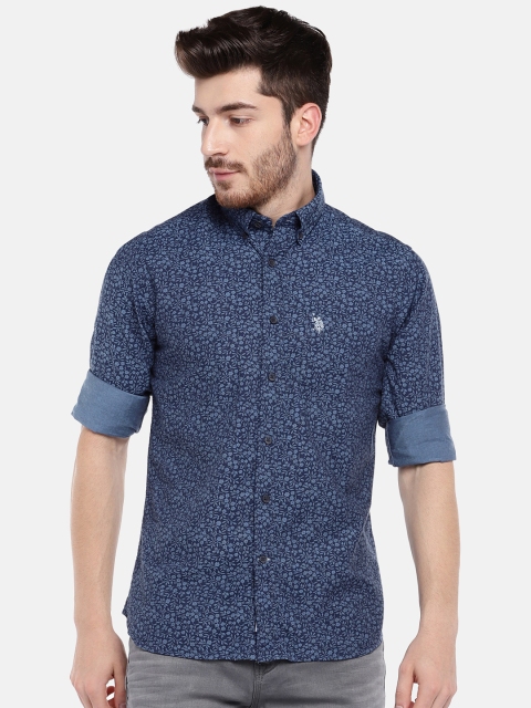 

U.S. Polo Assn. Men Blue Regular Fit Printed Casual Shirt