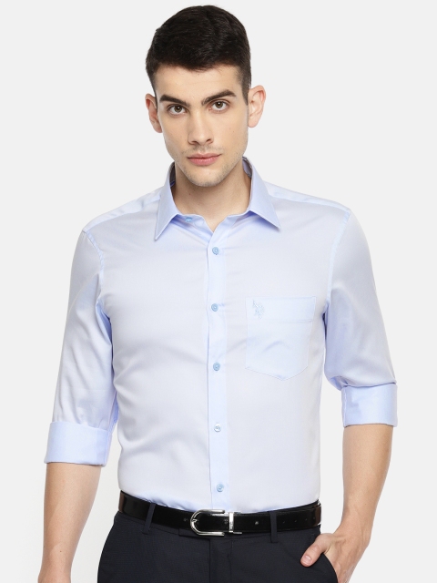 

U.S. Polo Assn. Tailored Men Blue Regular Fit Solid Formal Shirt