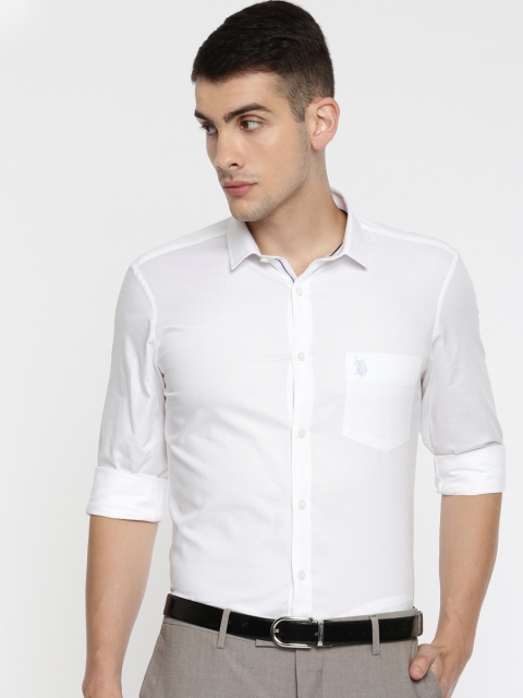 

U.S. Polo Assn. Tailored Men White Slim Fit Solid Formal Shirt