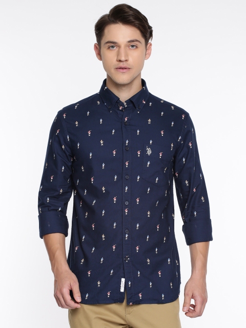 

U.S. Polo Assn. Men Navy Blue Printed Casual Shirt