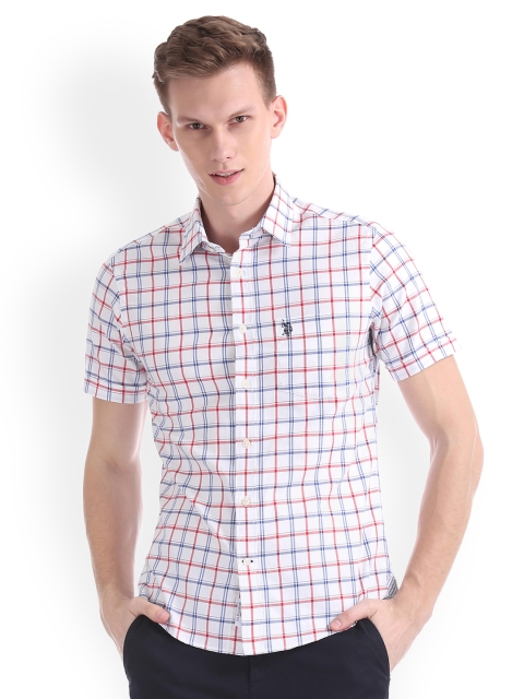 

U.S. Polo Assn. Men Red Regular Fit Checked Casual Shirt