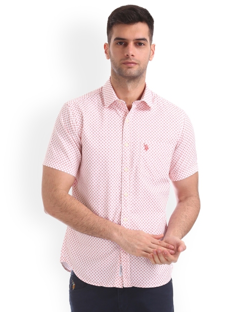 

U.S. Polo Assn. Men Red Regular Fit Printed Casual Shirt