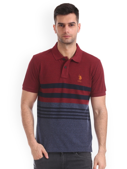 

U.S. Polo Assn. Men Maroon Solid Polo Collar T-shirt