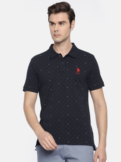 

U.S. Polo Assn. Men Black Printed Polo Collar T-shirt
