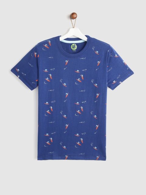 

YK Boys Navy Blue Printed Round Neck T-shirt