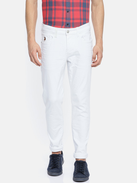 

U.S. Polo Assn. Denim Co. Men White Brandon Slim Fit Mid-Rise Clean Look Stretchable Jeans