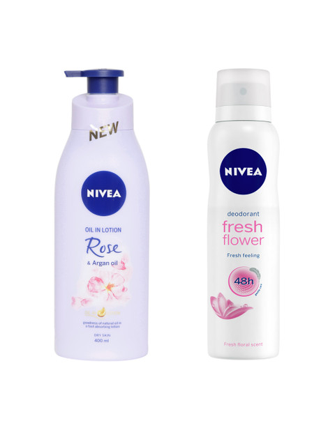 

Nivea Rose Argan Oil Lotion & Fresh Flower 48 h Deodorant Set, Lavender