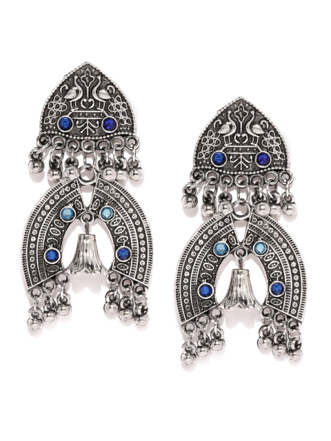 

Fida Silver-Toned Contemporary Drop Earrings
