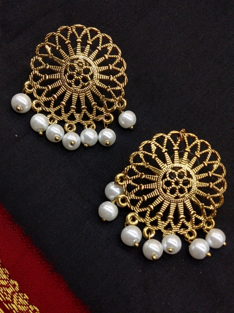 

Fida Gold-Toned & White Circular Oversized Studs