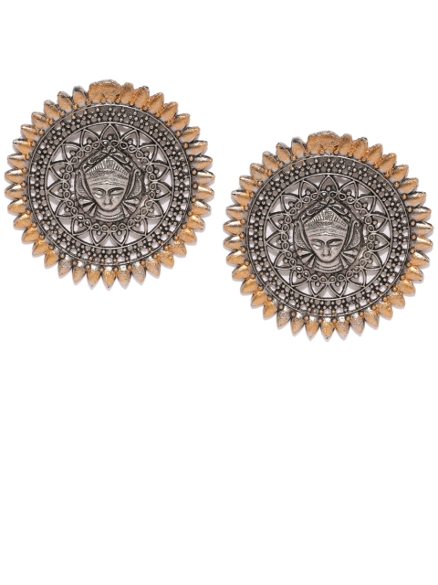

Fida Silver-Toned & Gold-Toned Circular Oversized Studs