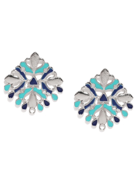 

Fida Silver-Toned & Blue Oversized Studs