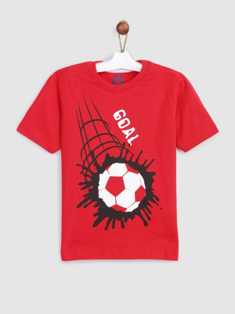 

YK Boys Red Printed Round Neck T-shirt