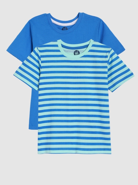 

YK Boys Blue Set Of 2 Round Neck T-shirts