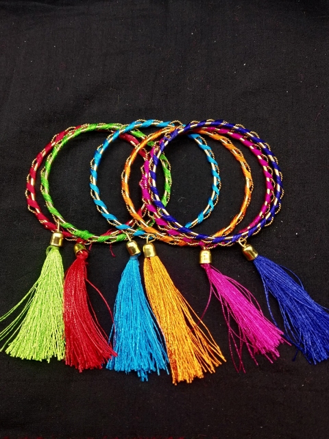 

Fida Set Of 6 Multicolored Embellished Bangles, Multi