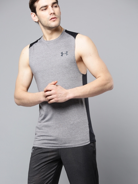 

Under Armour Men Grey Melange Solid MK1 T-shirt