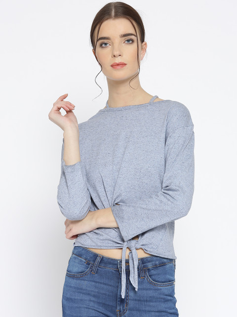 

Cottinfab Women Blue Solid Styled Back Top