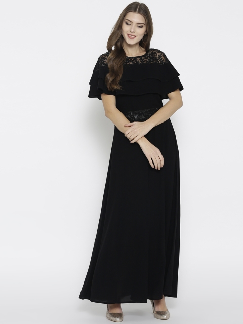 

Cottinfab Women Black Solid Maxi Dress