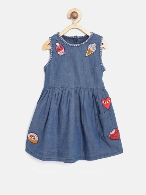 

Bella Moda Girls Navy Blue Chambray Applique Detail Fit & Flare Dress