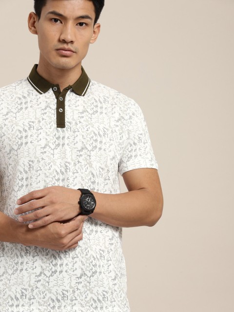 

INVICTUS Men White Printed Polo Collar T-shirt