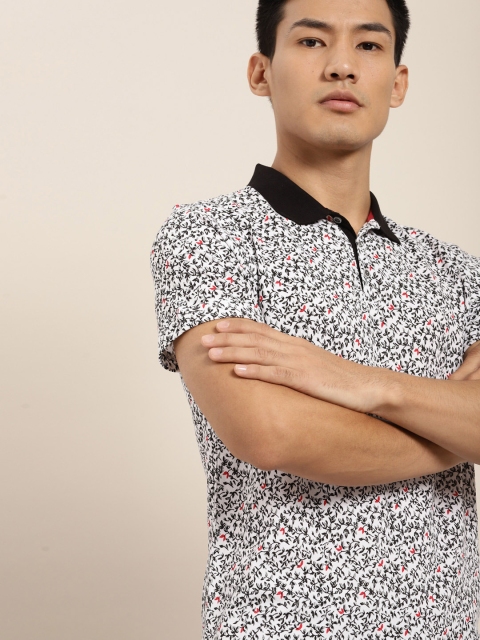 

INVICTUS Men Black & White Printed Polo T-shirt