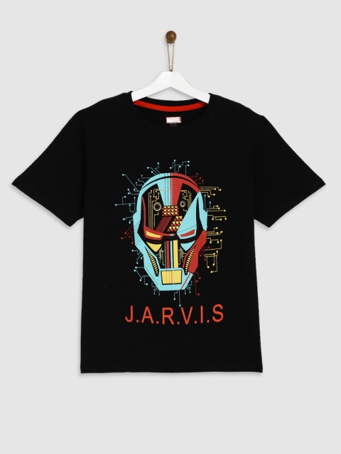 

YK Marvel Boys Black Printed Round Neck T-shirt