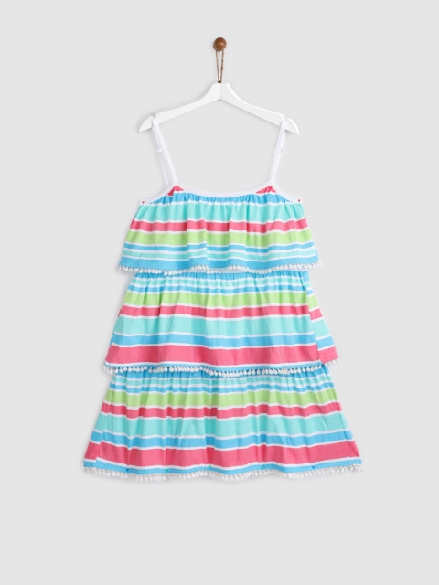 

YK Girls Multicoloured Striped A-Line Dress, Multi