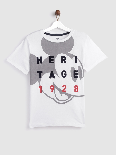 

YK Disney Boys White Printed Round Neck T-shirt