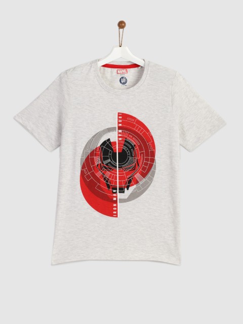

YK Marvel Boys Grey & Red Printed Round Neck T-shirt