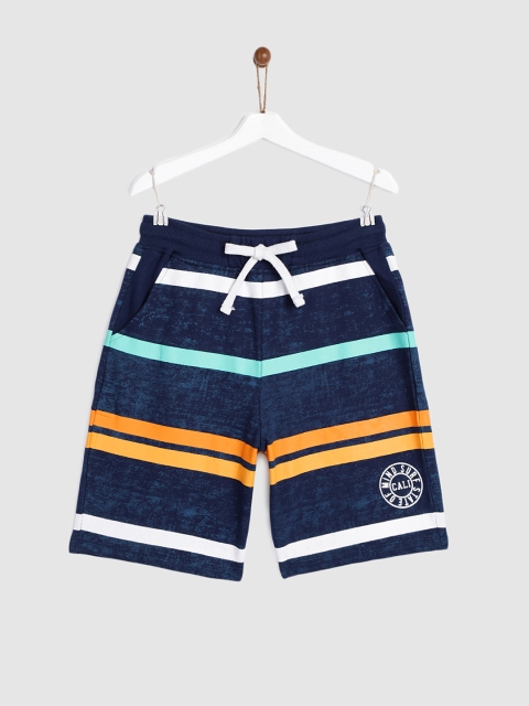 

YK Boys Navy Blue Striped Regular Fit Shorts