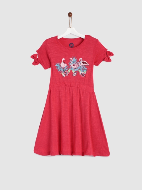 

YK Girls Red Embellished Fit and Flare Dress
