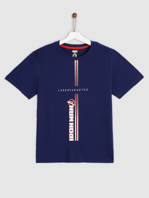 

YK Marvel Boys Navy Blue Printed Round Neck T-shirt
