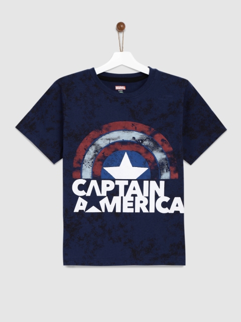 

YK Marvel Boys Navy Blue Printed Round Neck T-shirt