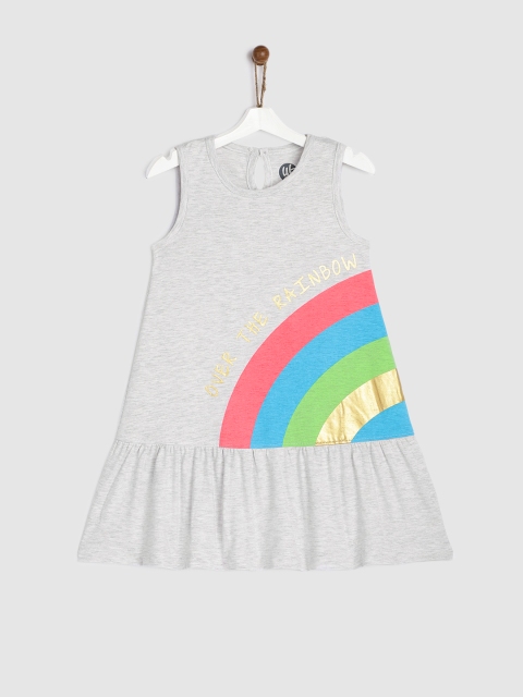 

YK Girls Grey Printed A-Line Dress