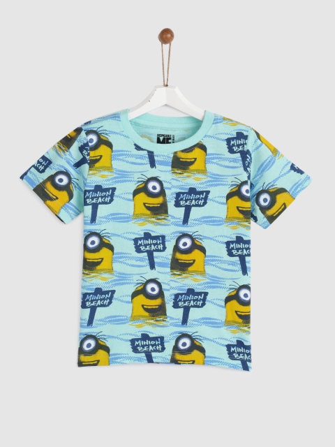 

YK Minion Boys Blue & Yellow Printed Round Neck T-shirt