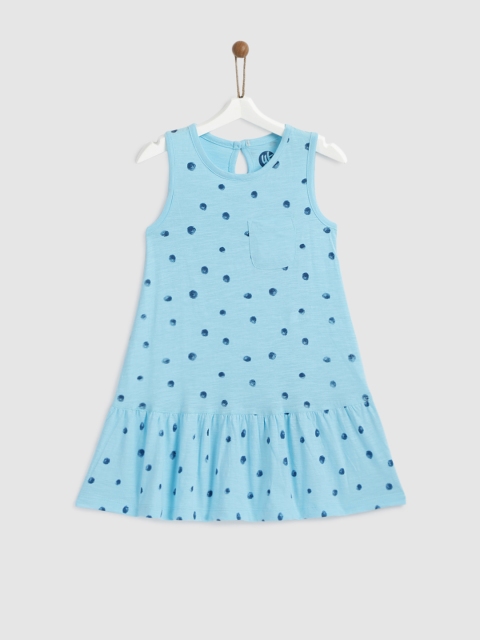

YK Girls Blue Printed A-Line Dress