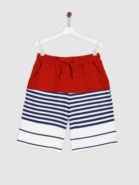 

YK Boys White Striped Regular Fit Regular Shorts